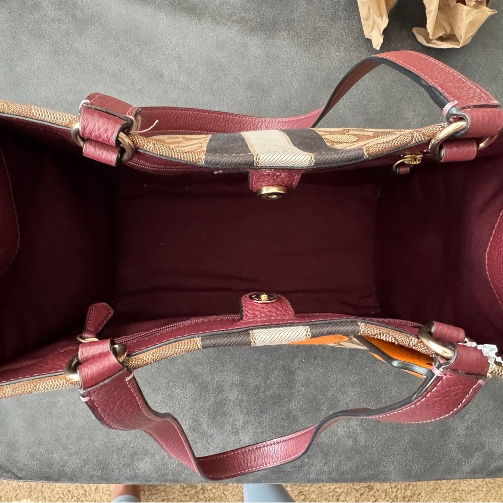 Coach Dempsey Brown and Orange Signature Tote - Picture 3 of 6